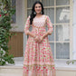 White Floral Printed Anarkali Kurta Set with Dupatta