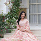 White Floral Printed Anarkali Kurta Set with Dupatta
