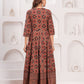 Brown Floral Printed Anarkali Kurta Set with Dupatta