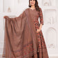 Brown Floral Printed Anarkali Kurta Set with Dupatta