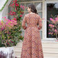 Maroon Floral Printed Anarkali Kurta Set with Dupatta