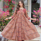 Maroon Floral Printed Anarkali Kurta Set with Dupatta