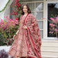 Maroon Floral Printed Anarkali Kurta Set with Dupatta