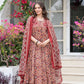 Maroon Floral Printed Anarkali Kurta Set with Dupatta