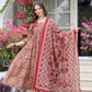 Maroon Floral Printed Anarkali Kurta Set with Dupatta