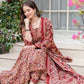 Maroon Floral Printed Anarkali Kurta Set with Dupatta