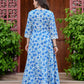 Blue Floral Printed Anarkali Kurta Set with Dupatta