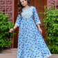 Blue Floral Printed Anarkali Kurta Set with Dupatta
