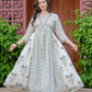Off-White Floral Printed Anarkali Kurta Set with Dupatta