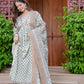 Off-White Floral Printed Anarkali Kurta Set with Dupatta