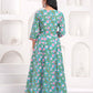 Floral Printed V-Neck Angrakha Pure Cotton Kurta With Trousers And Dupatta