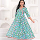 Floral Printed V-Neck Angrakha Pure Cotton Kurta With Trousers And Dupatta