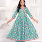 Floral Printed V-Neck Angrakha Pure Cotton Kurta With Trousers And Dupatta