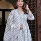 Women Floral Printed Layered Pure Cotton Kurta with Trousers & With Dupatta