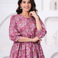 Floral Printed Tie-Up Neck Cotton Fit And Flare Ethnic Dress
