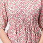 Floral Printed Mandarin Collar Cotton Fit And Flare Ethnic Dress