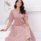 Floral Printed Mandarin Collar Cotton Fit And Flare Ethnic Dress
