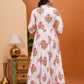 Floral Printed Pleated Pure Cotton Anarkali Kurta With Trouser & Dupatta