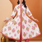 Floral Printed Pleated Pure Cotton Anarkali Kurta With Trouser & Dupatta