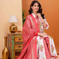 Floral Printed Pleated Pure Cotton Anarkali Kurta With Trouser & Dupatta